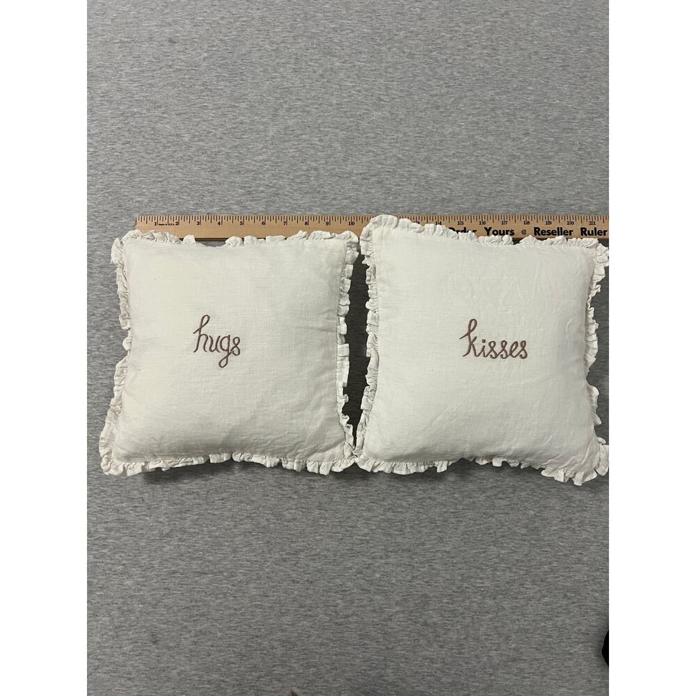 Taylor Linen Hugs & Kisses Embroidered Ruffle Pillows - Picture 6 of 7